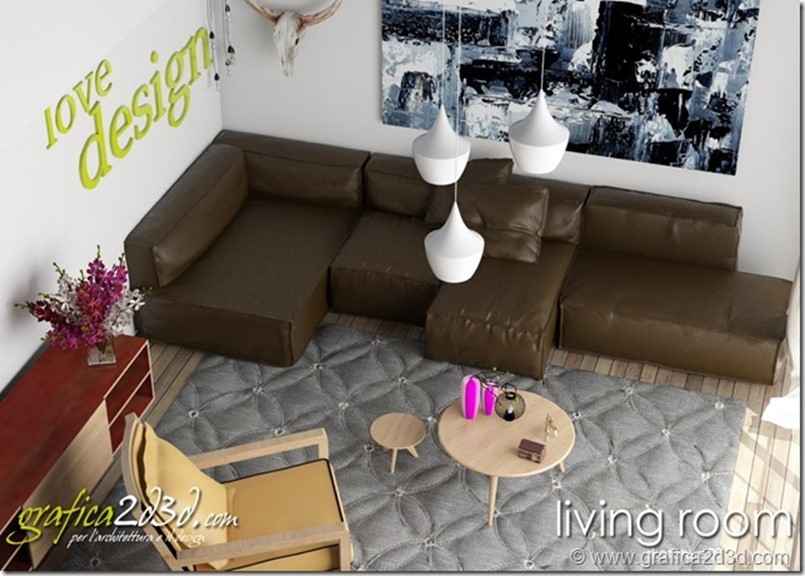 Living room house T. vray sketchup settaggi scena